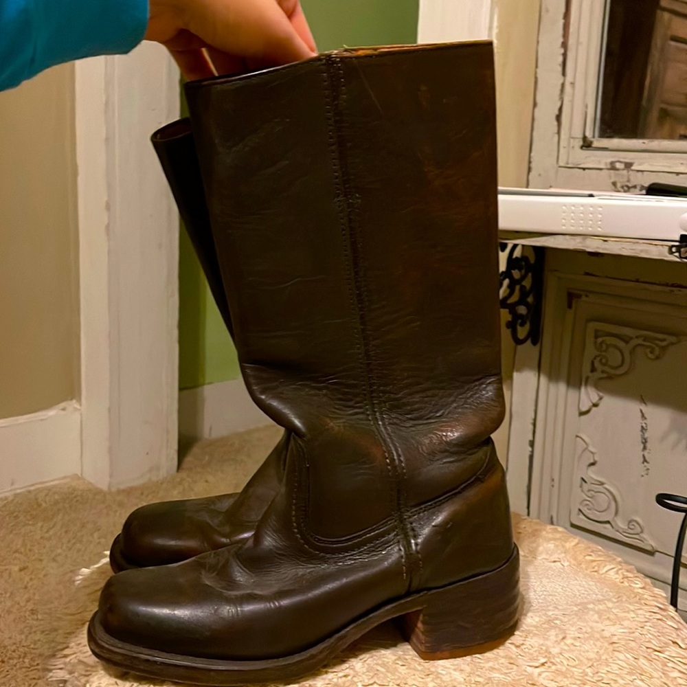 Womens Frye brown leather motorcycle boots